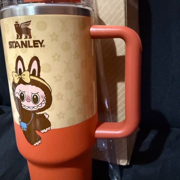 New Stanley 40oz Orange and Cream Travel Mug with Adorable Monster Character - Picture 4 of 7